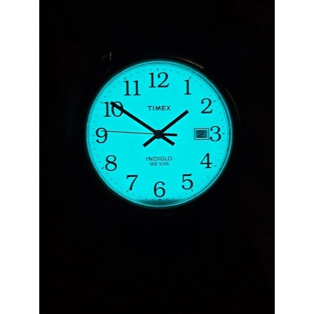 Timex Easy Reader Day Indiglo Silver Tone 35mm Quartz Watch New Battery WR 30M